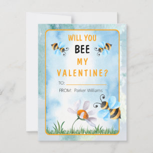 Will You BEE My Valentine's Day Classroom Postcard