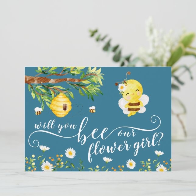 Will You Bee Our Flower Girl Proposal Card (Standing Front)