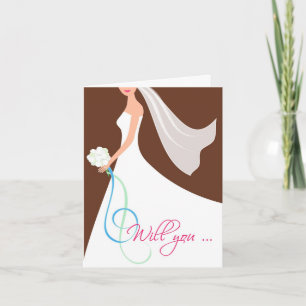 Will You? Cutstom Bridesmaid Card  - Chocolate
