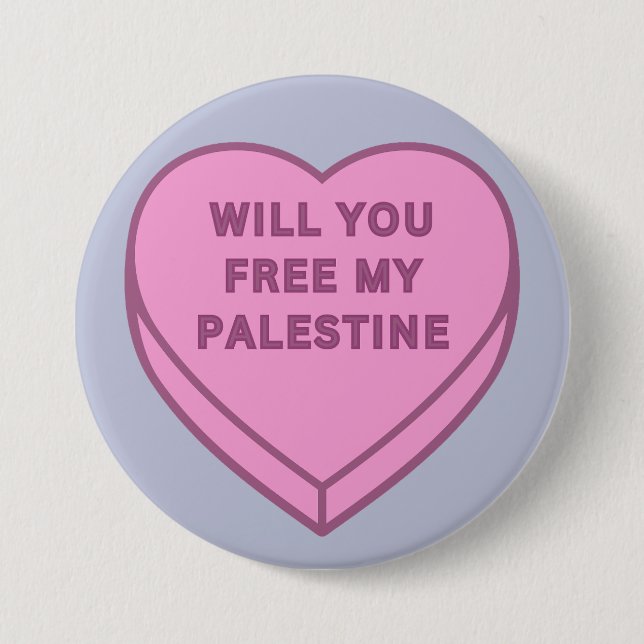 Will you free my Palestine? Cute Candy Heart sweet 7.5 Cm Round Badge (Front)