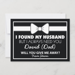 Will You Give Me Away Black/White Bow Tie Invitation