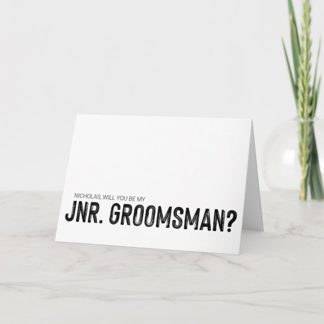 Will You Junior Groomsman Proposal Asking Wedding Card (Front)