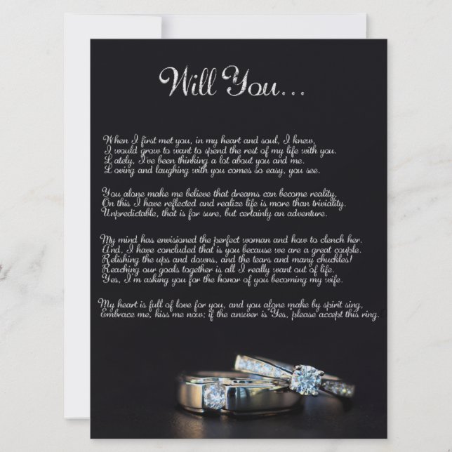 Will You Marry Me Acrostic Poem Proposal - Flat Card (Front)