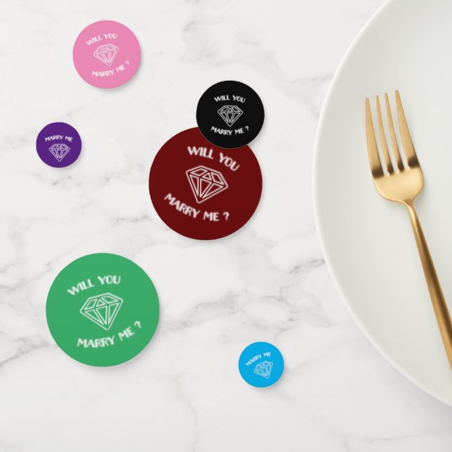 Will You Marry Me Art Deco Text Neon Diamond   Confetti (Group)