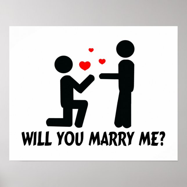 Will You Marry Me Bended Knee Man & Man Poster (Front)