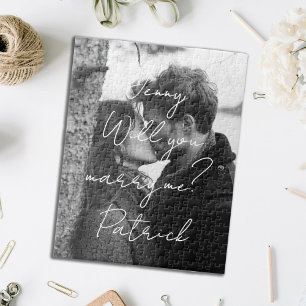Will You Marry Me Black and White Vertical Puzzle
