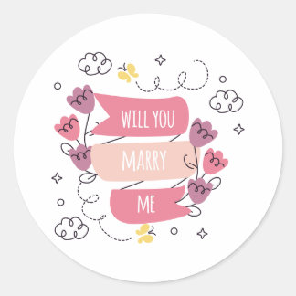 will you marry me classic round sticker