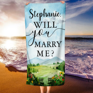 Will You Marry Me? Custom Wedding Proposal  Beach Towel