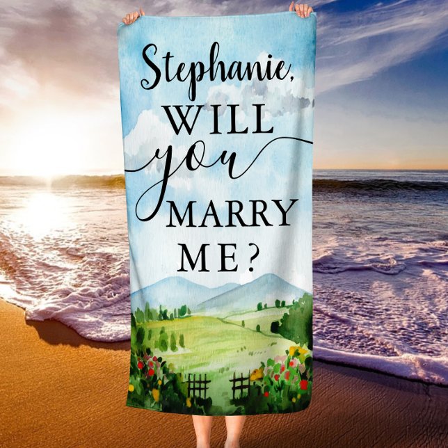 Will You Marry Me? Custom Wedding Proposal  Beach Towel (Will You Marry Me? Custom Wedding Proposal Beach Towel)