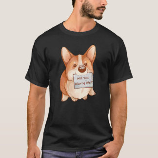 Will you Marry me dog Breed corgi engagement ring T-Shirt