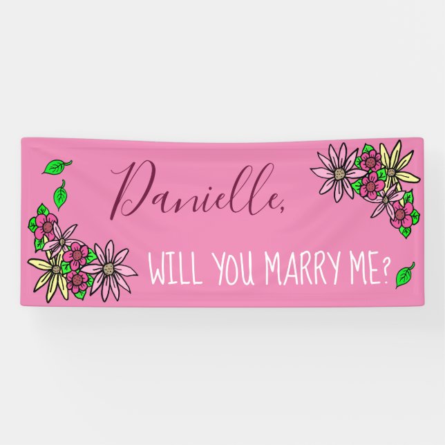 Will you Marry Me,  Floral Banner (Horizontal)