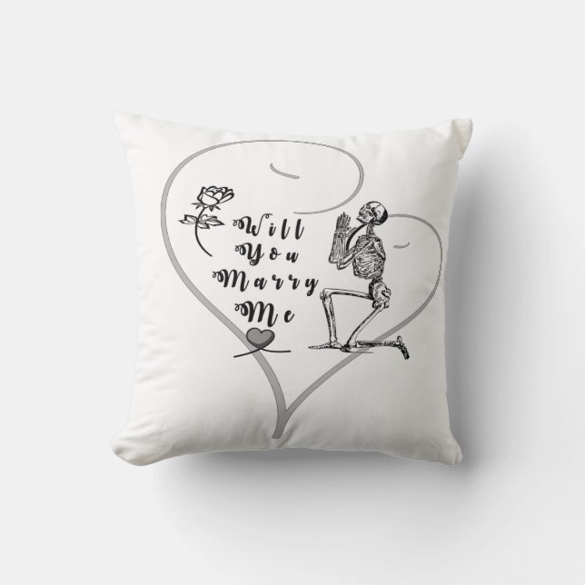 will  You Marry Me,  Funny Skeleton, Wedding Event Cushion (Front)