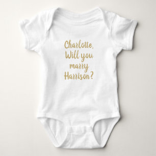 Will You Marry Me gold custom marriage proposal Baby Bodysuit
