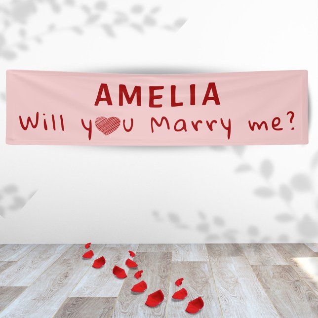 Will you marry me Heart Red Pink Romantic Proposal Banner (Creator Uploaded)