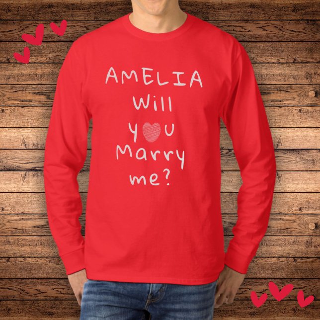 Will you marry me Heart Red Romantic Proposal T-Shirt (Creator Uploaded)