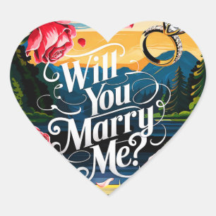 Will you marry me heart sticker