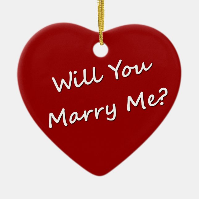 Will You Marry Me? Marriage Proposal Engagement Ceramic Tree Decoration (Front)