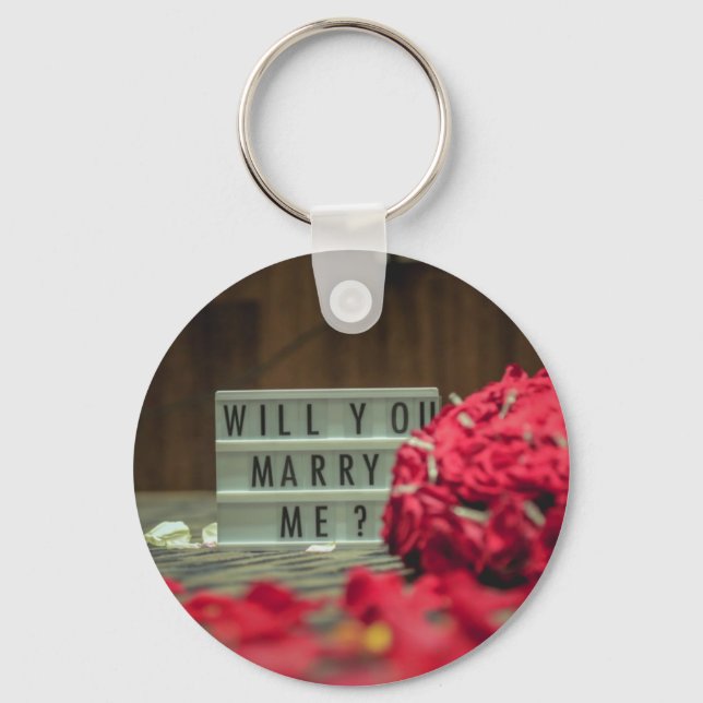Will You Marry Me? Marriage Proposal Key Ring (Front)