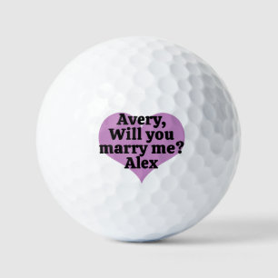 Will You Marry Me Marriage Proposal & Purple Heart Golf Balls