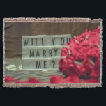 Will You Marry Me? Marriage Proposal Throw Blanket<br><div class="desc">Will You Marry Me? Marriage Proposal
Romantic and creative with red roses</div>