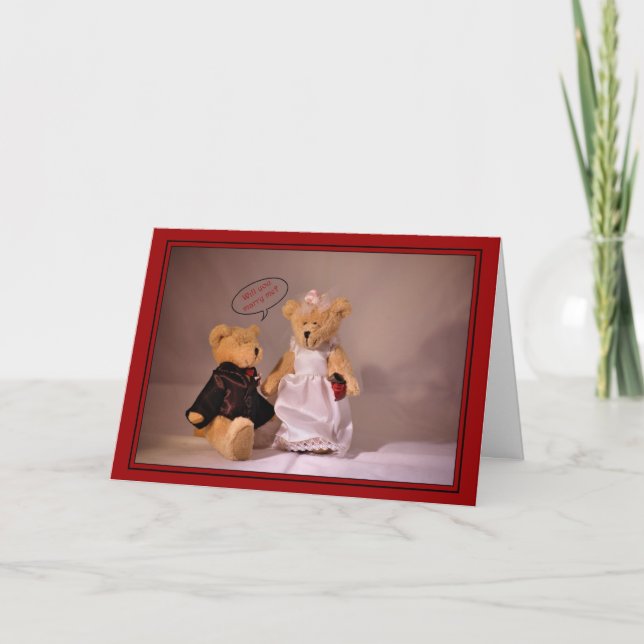 Will you marry me? Marriage proposal. Wedding bear Card (Front)