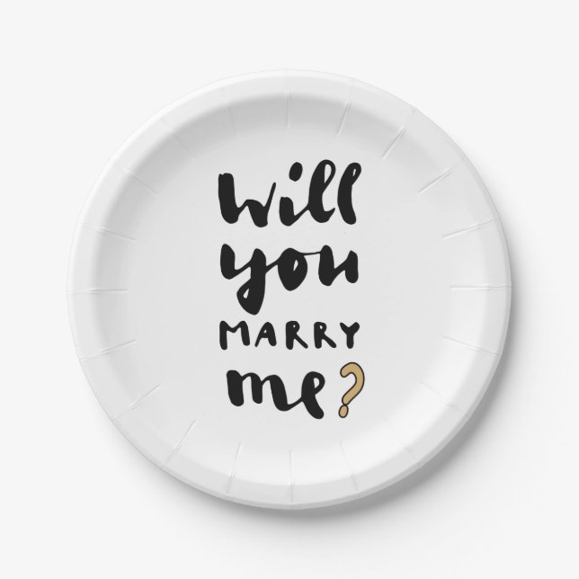 Will you marry me paper plate (Front)