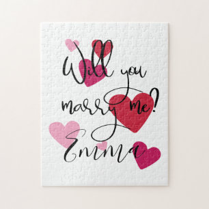 Will You Marry Me Proposal Personalise Hearts Jigsaw Puzzle