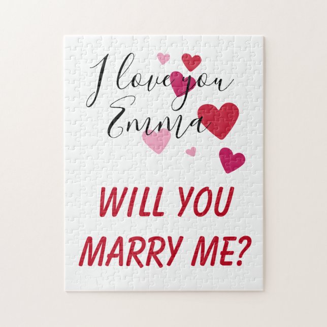 Will You Marry Me Proposal Personalise Hearts Jigsaw Puzzle (Vertical)