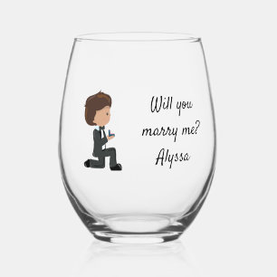 Will You Marry Me Proposal Personalised Stemless Wine Glass