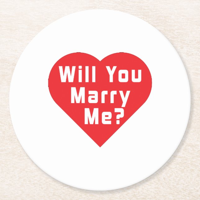 Will You Marry Me? Proposal  Round Paper Coaster (Front)