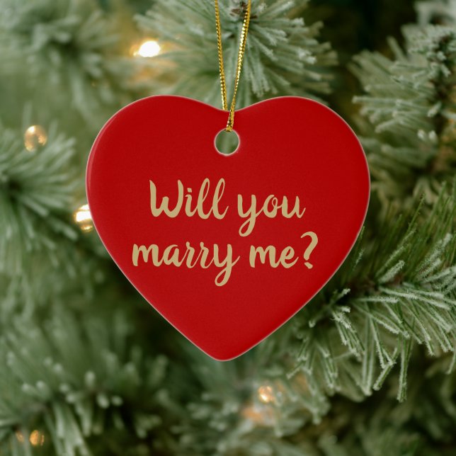 Will You Marry Me red custom proposal Christmas Ceramic Tree Decoration (Tree)