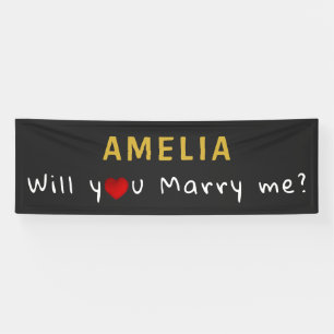 Will you marry me Red Heart Romantic Proposal Banner