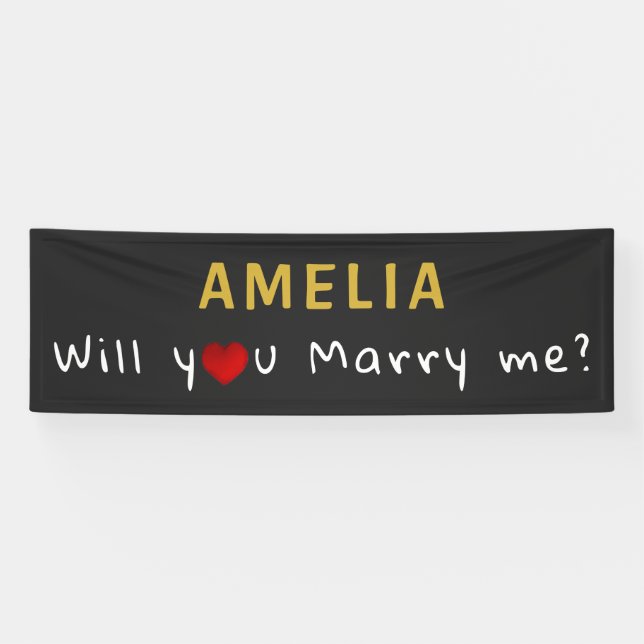 Will you marry me Red Heart Romantic Proposal Banner (Horizontal)