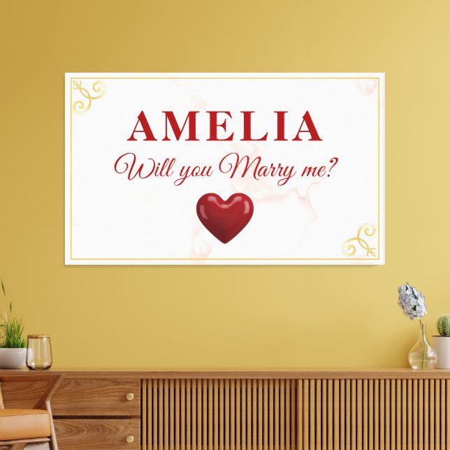 Will you marry me Red Heart Romantic Proposal Canvas Print (Insitu(LivingRoom))