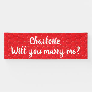 Will You Marry Me red hearts custom proposal Banner