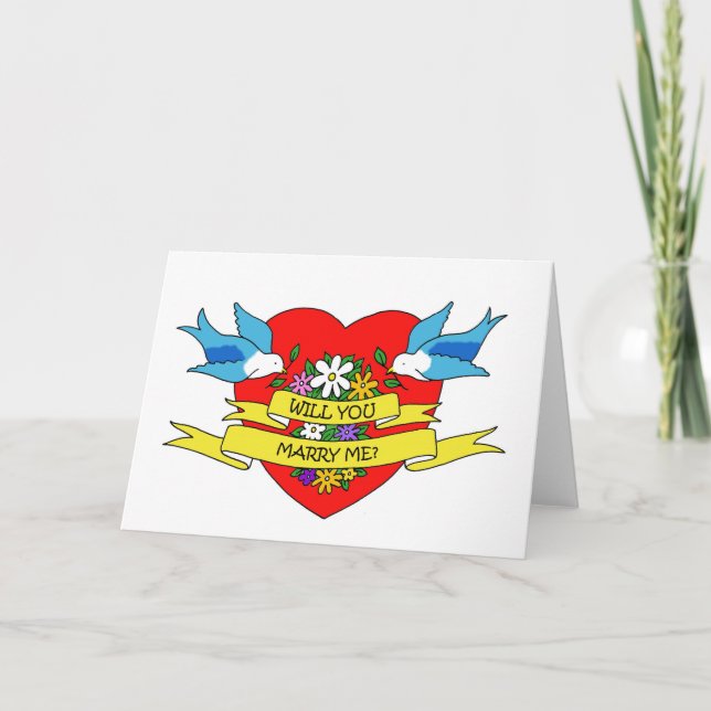 Will You Marry Me Romantic Tattoo Card (Front)