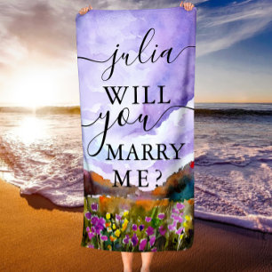Will You Marry Me? Wedding Proposal Beach Towel