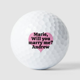 Will You Marry Me? Wedding Proposal & Pink Heart Golf Balls