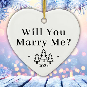 Will You Marry Me Winter Wedding Proposal Ceramic Tree Decoration