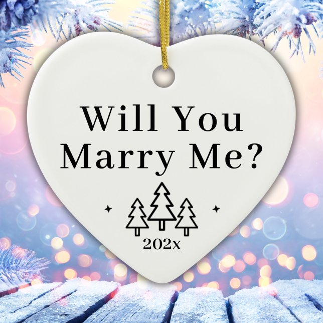 Will You Marry Me Winter Wedding Proposal Ceramic Tree Decoration (Will You Marry Me Winter Wedding Proposal Ceramic Ornament
)