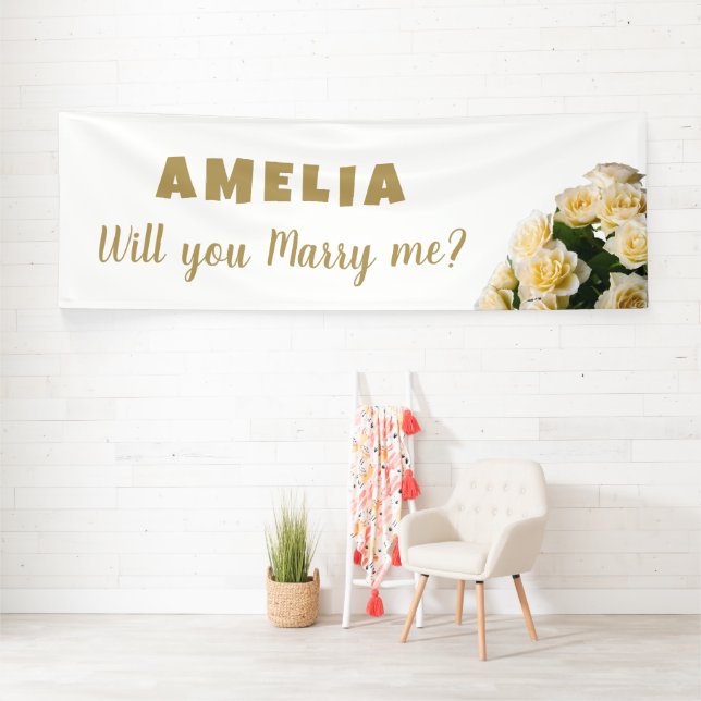 Will you marry me Yellow Rose Romantic Proposal Banner (Insitu)