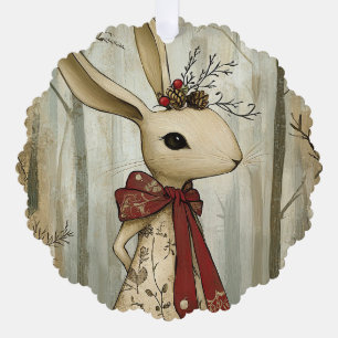 Willa the Rabbit   Woodland Whimsy  Tree Decoration Card