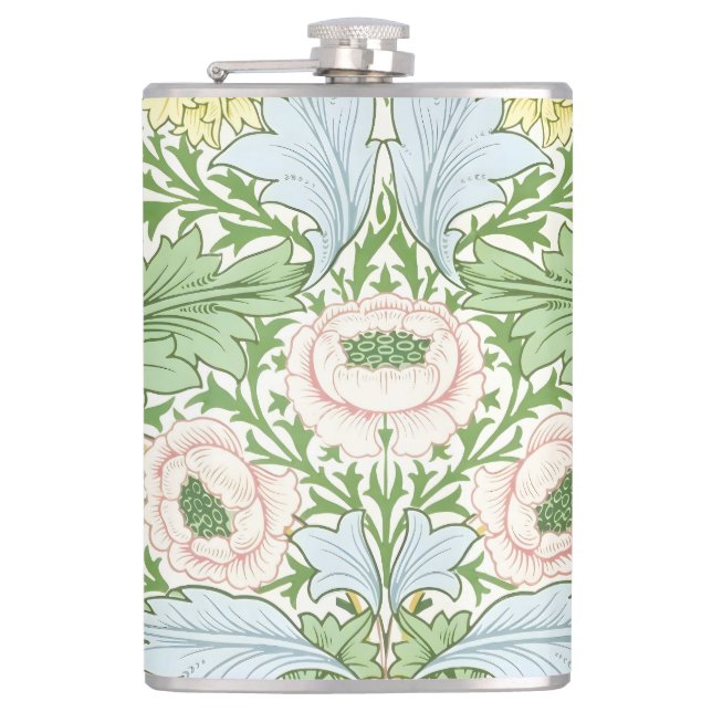 Willam Morris Myrtle Garden Floral Classic Hip Flask (Front)