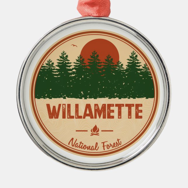 Willamette National Forest Metal Tree Decoration (Front)