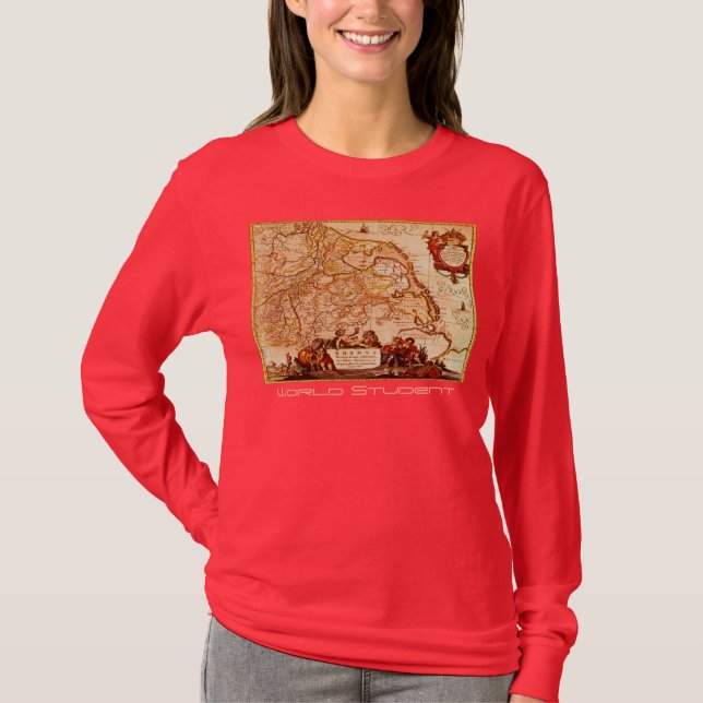 Willem Janszoon Blaeu Old German Map Collection T-Shirt (Front)