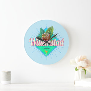 Willemstad Curacao Vacation Vintage Caribbean Large Clock
