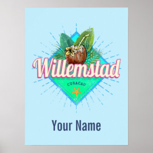 Willemstad Curacao Vacation Vintage Caribbean Poster
