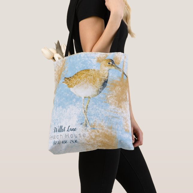 Willet Shorebird Vacation House Tote Bag (Close Up)