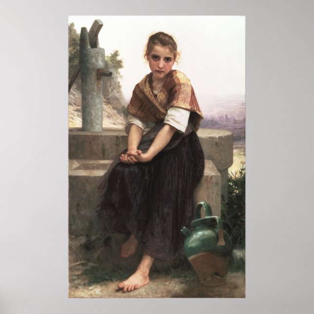 William-Adolphe Bouguereau-The Broken Pitcher Poster (Front)