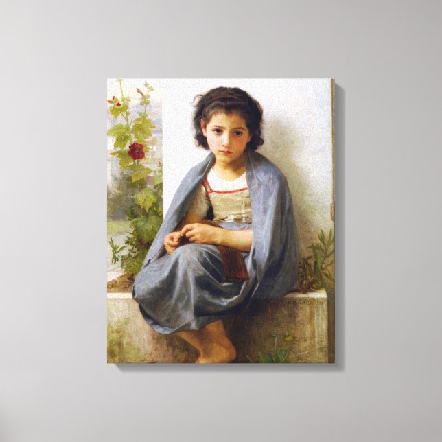 William-Adolphe Bouguereau - The Little Knitter Canvas Print (Front)